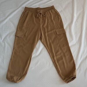 MICHAEL Michael Kors Tan Ankle Pants size L silk feel women elastic waist